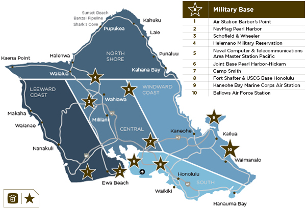 Where are some military resorts in Hawaii?