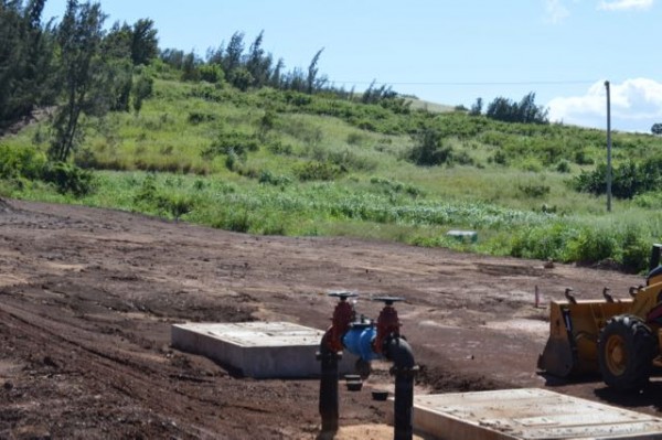 Technically ground has broken: Water lines being dug.