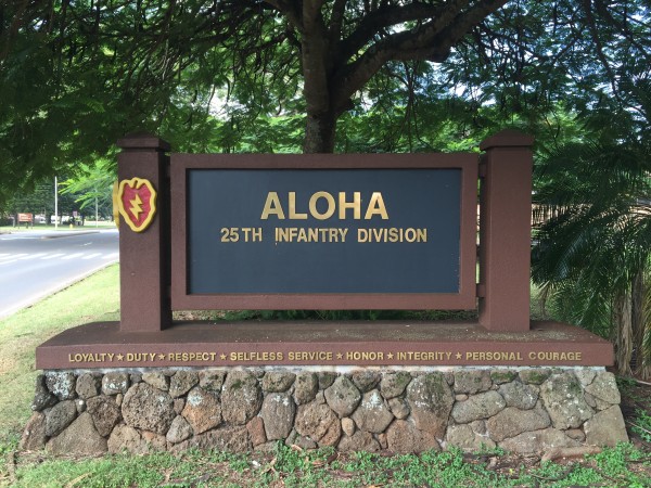 Sign on Schofield Barracks after entering Main Gate